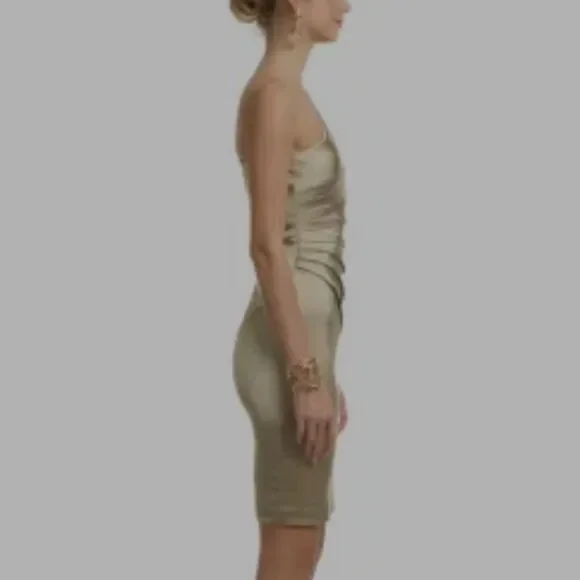 BRAND NEW CALVIN KLEIN STRETCH SILK SATIN ONE SHOULDER SHEATH DRESS - Picture 10 of 12